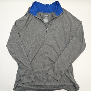 Danskin Now Semi-Fitted Grey Zip Athletic Pullover Shirt Long Sleeve Size Large